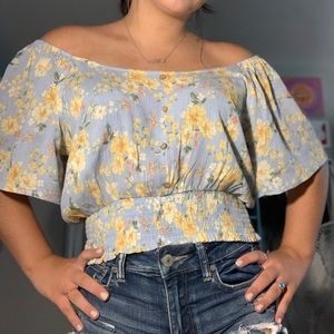 yellow and blue blouse